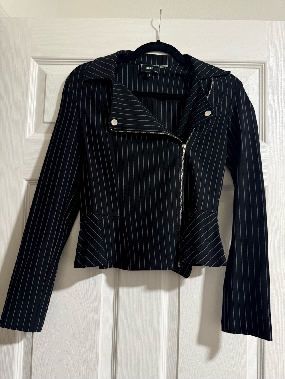 Black and white pinstripe jacket
